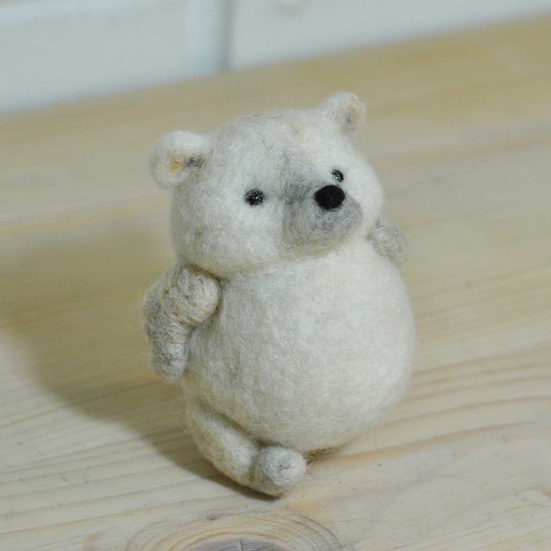 北极熊-羊毛毡摆饰 - 玩偶/公仔 - 羊毛 白色