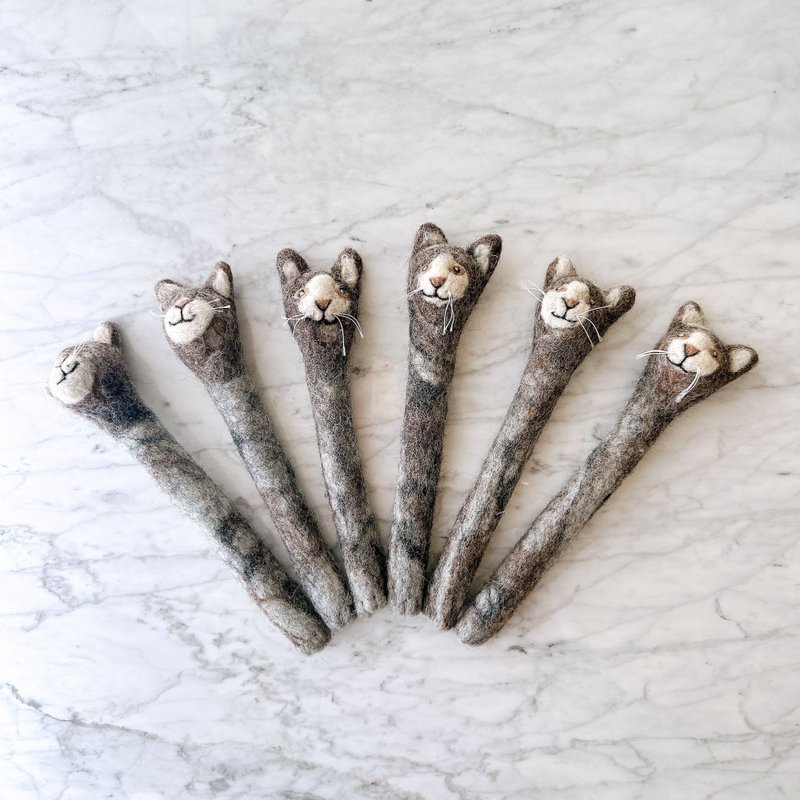 猫咪笔套 羊毛毡笔套 羊毛毡文具 开学文具 - 铅笔盒/笔袋 - 羊毛 灰色