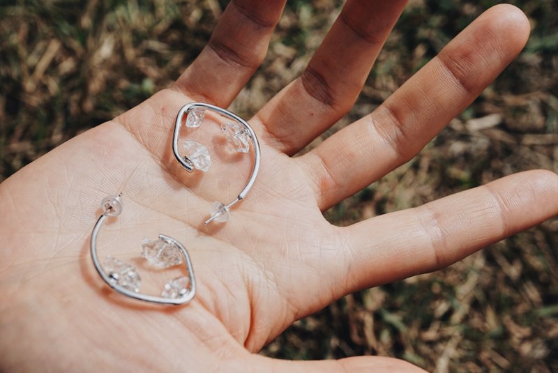 闪灵钻925纯银耳环 - 耳环/耳夹 - 宝石 白色