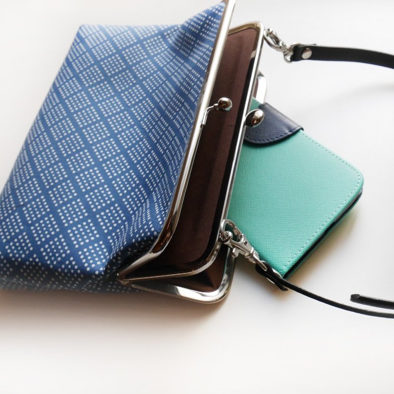 小食堂  两大格肩背包 / 手机包 / 口金包 【台湾制造】 - 侧背包/斜挎包 - 其他金属 蓝色