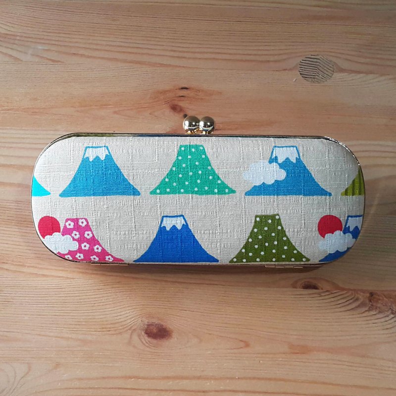 日本富士山/米色  眼镜盒 笔盒 口金眼镜盒 - 眼镜盒/眼镜布 - 棉．麻 