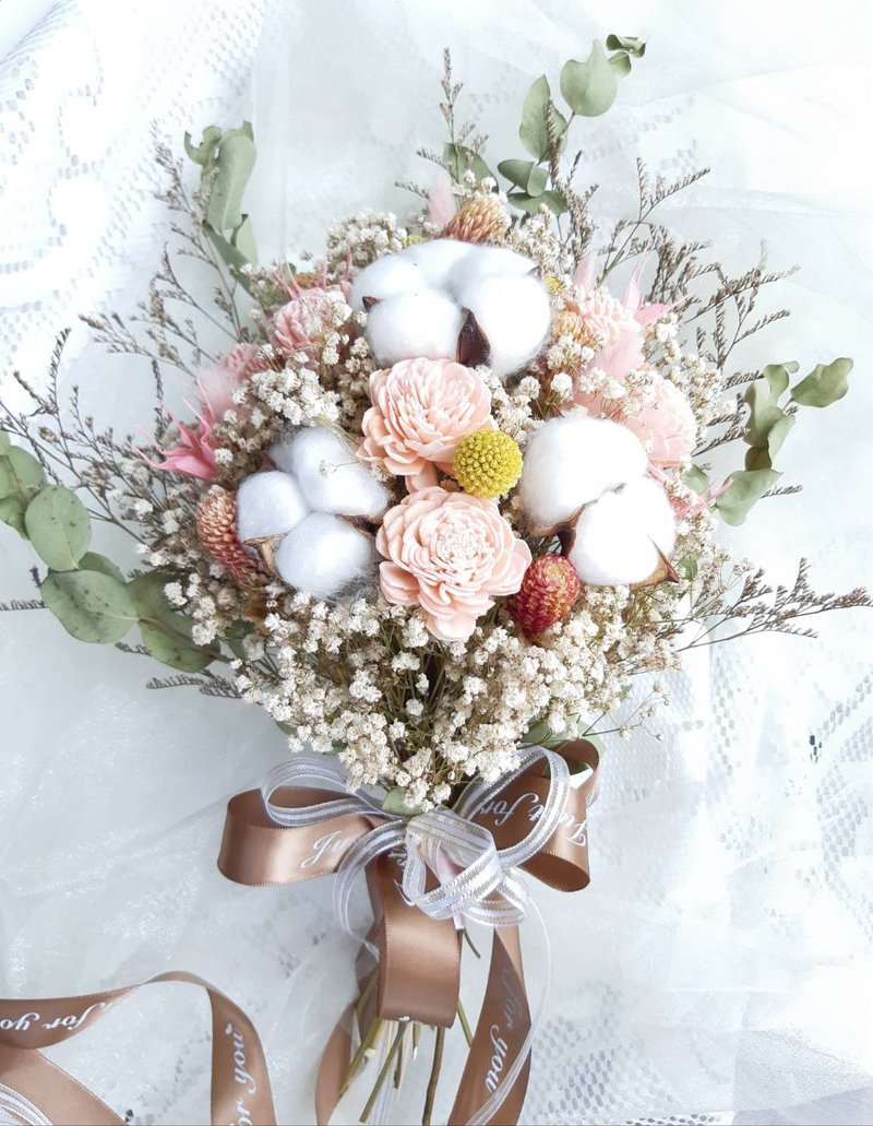 新娘捧花  不凋花 /永生花/干燥花/拍摄道具/情人节花束 - 干燥花/捧花 - 植物．花 橘色