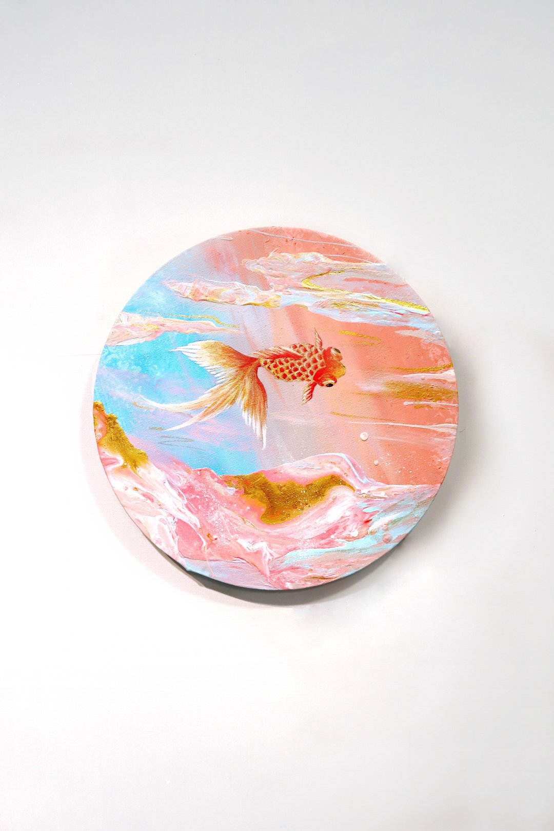 金鱼流体画 挂画装饰 体验 艺术品 创作 疗愈 金色 - 插画/绘画/写字 - 颜料 