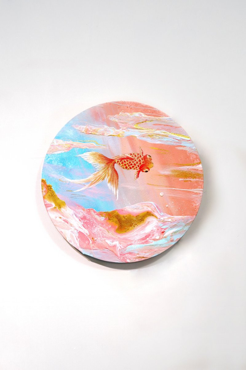 金鱼流体画 挂画装饰 体验 艺术品 创作 疗愈 金色 - 插画/绘画/写字 - 颜料 