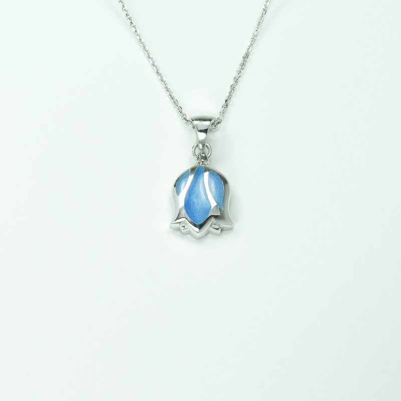 郁金香项链(大)-晴天蓝 - 项链 - 其他金属 蓝色