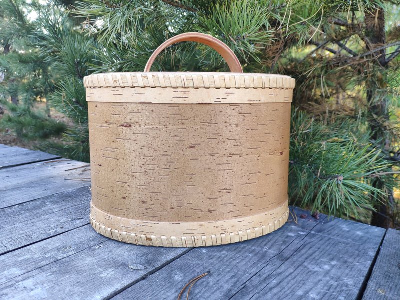 Large birch bark bread box, Large birch bark box - 调味罐/酱料瓶 - 木头 