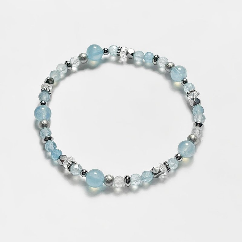 海蓝宝白水晶 316L 不锈钢手链 - 手链/手环 - 宝石 蓝色