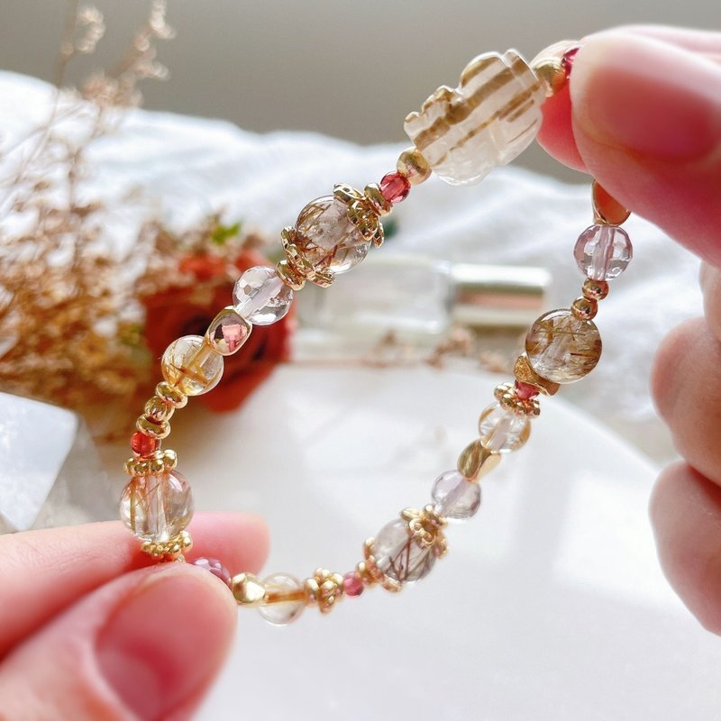 丰盛满满 |招财 钛晶 貏貅 石榴石 铜发晶 自信 丰盛水晶设计手链 - 手链/手环 - 水晶 
