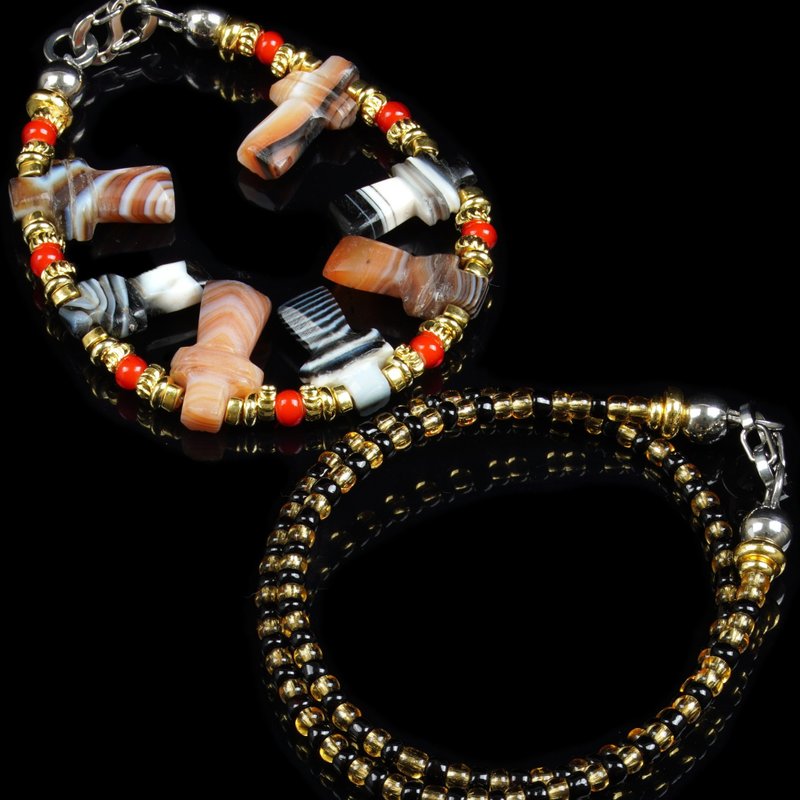 西亚十字古珠链(手链手围15-16厘米.颈链长50厘米) - 长链 - 其他材质 