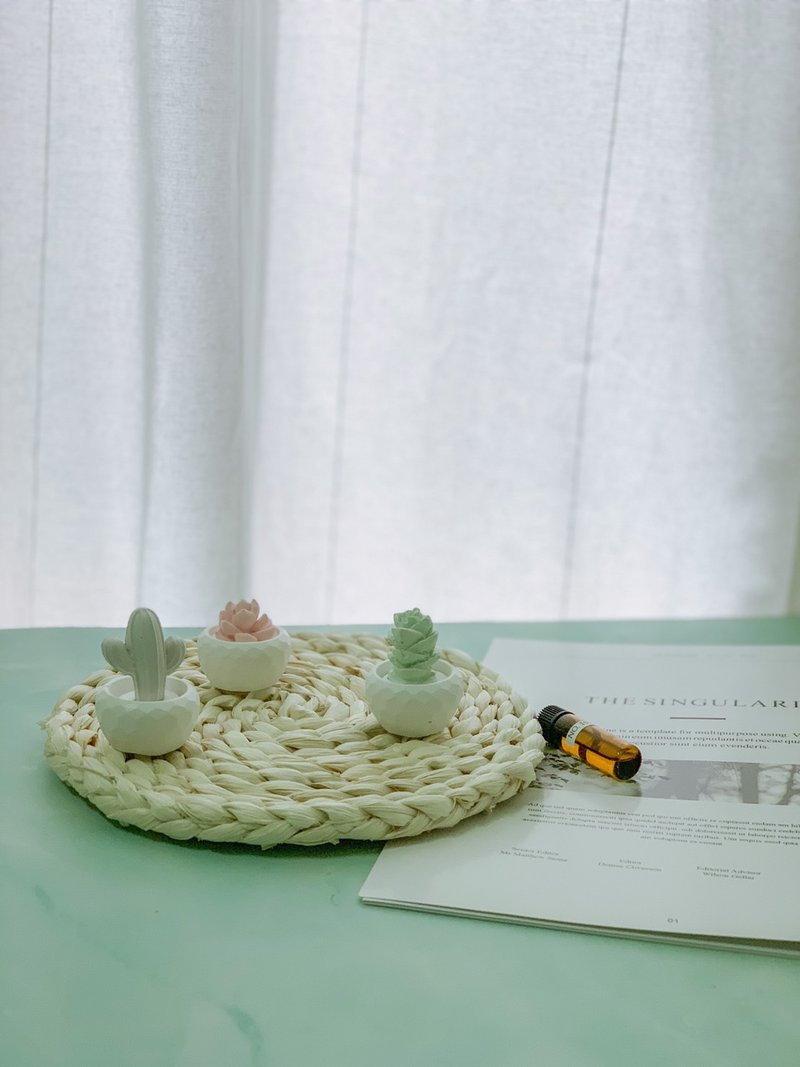 【摆饰扩香小物】Q版多肉仙人掌几何盆栽三入组/ 附5ML香精油 - 植栽/盆栽 - 其他材质 