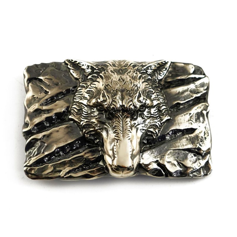 Wolf soild german silver belt buckle, Fenrir nickel silver belt accessory - 皮带/腰带 - 其他材质 银色
