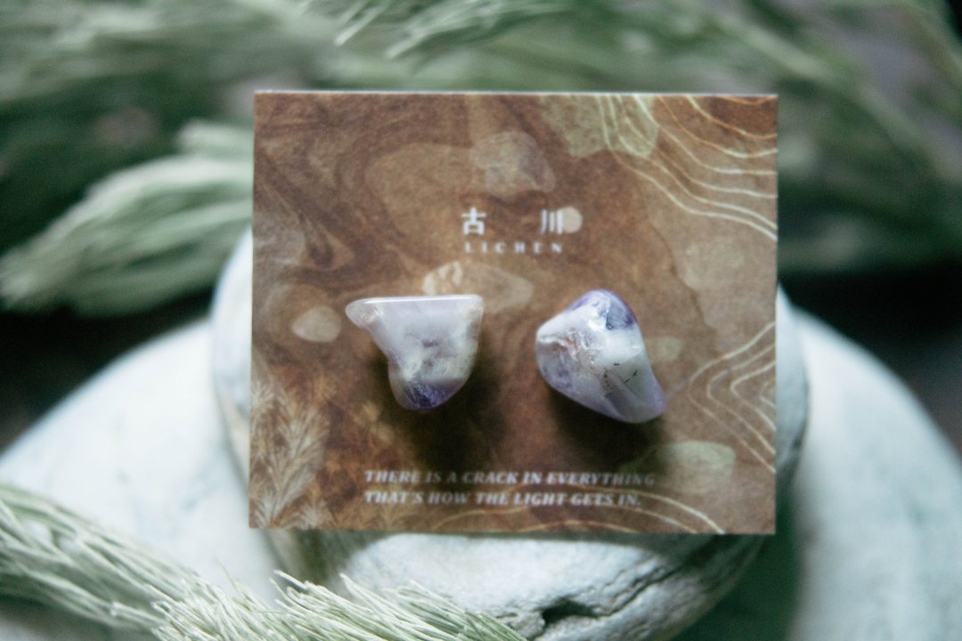 CRACK | 矿物系耳环 |  EARRINGS - 耳环/耳夹 - 玉石 紫色