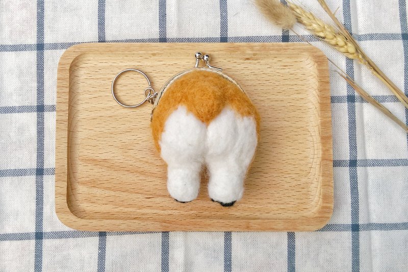 羊毛毡 狗狗 柯基 哥基 屁屁 零钱包 化妆包 杂物包 - 零钱包 - 羊毛 咖啡色