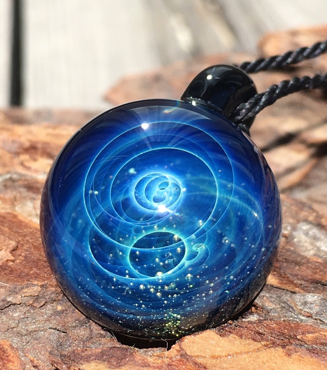 boroccus 星云银河立体花样抗热玻璃 吊坠 - 项链 - 玻璃 蓝色