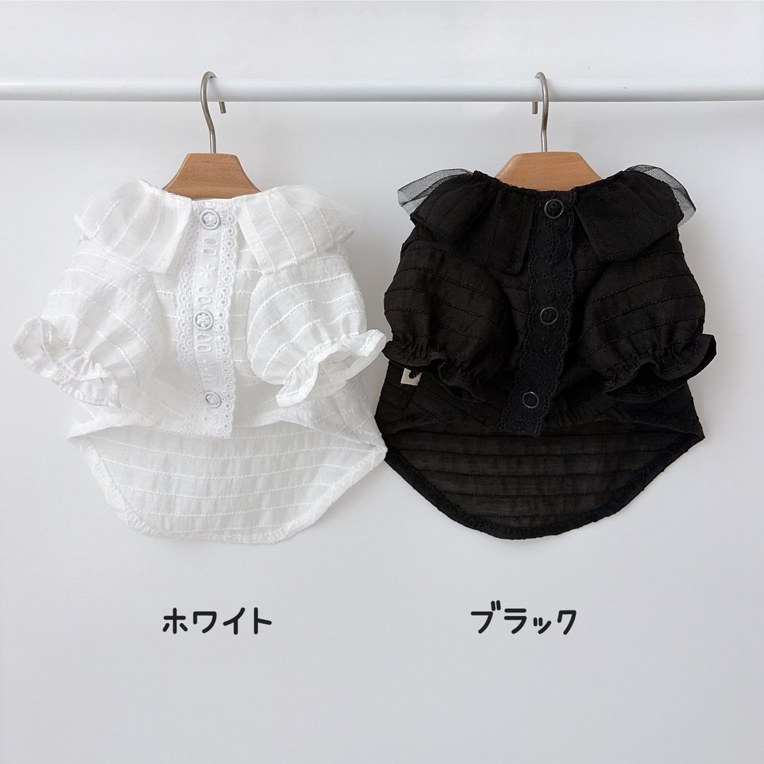 宠物服饰・透肤条纹衬衫 - 衣/帽 - 棉 多色