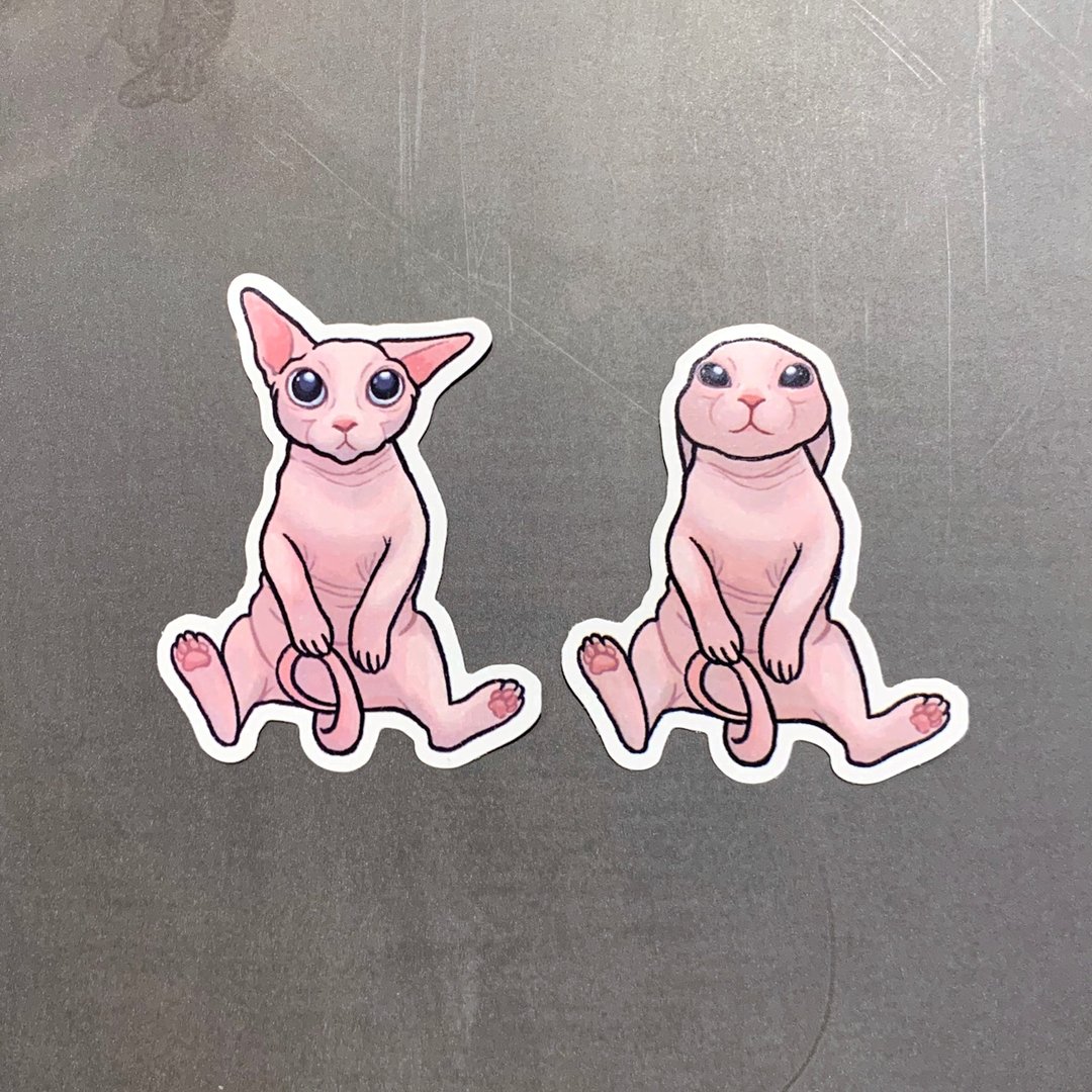 斯芬克斯猫可爱贴纸 - 贴纸 - 纸 