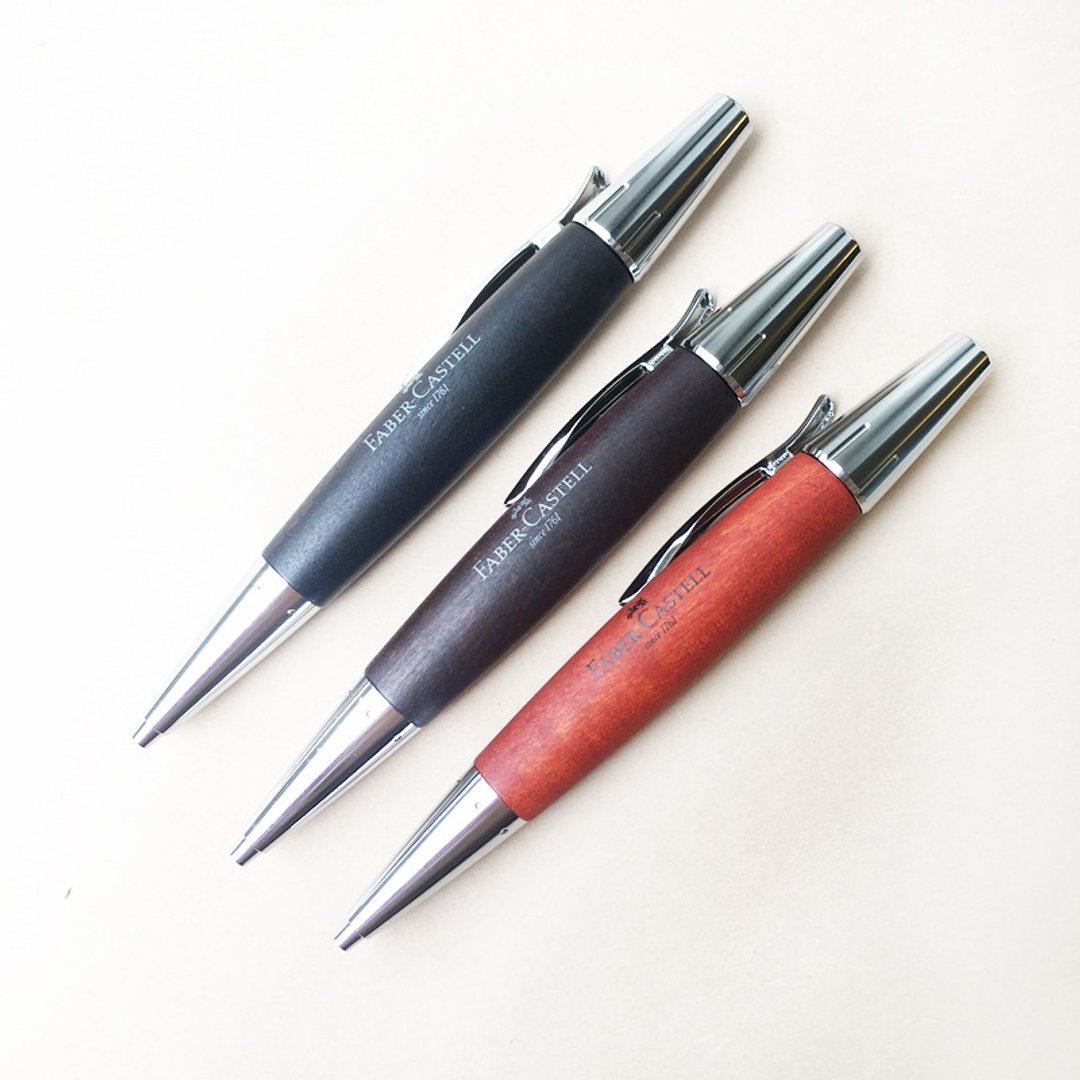 Faber-Castell E-MOTION 辉柏亮面梨木旋转原子笔 | 德国 原子笔 - 圆珠笔/中性笔 - 木头 黑色