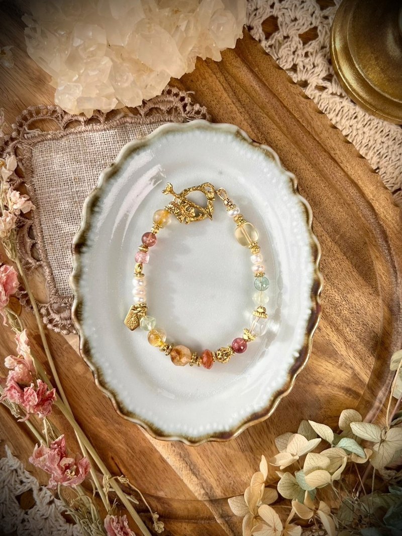 -为你制作的捧花-天然水晶手链/黄铜手链 - 手链/手环 - 半宝石 多色