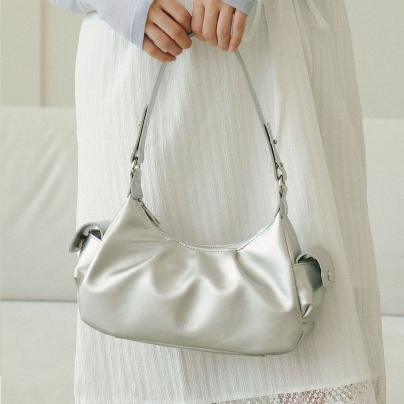 韩国制 MUR Windy bag Vegan Leather 包包 (Silver) - 侧背包/斜挎包 - 环保材料 