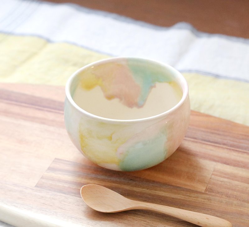 雾面釉与春日三彩碗（加大份量） - 碗 - 陶 黄色