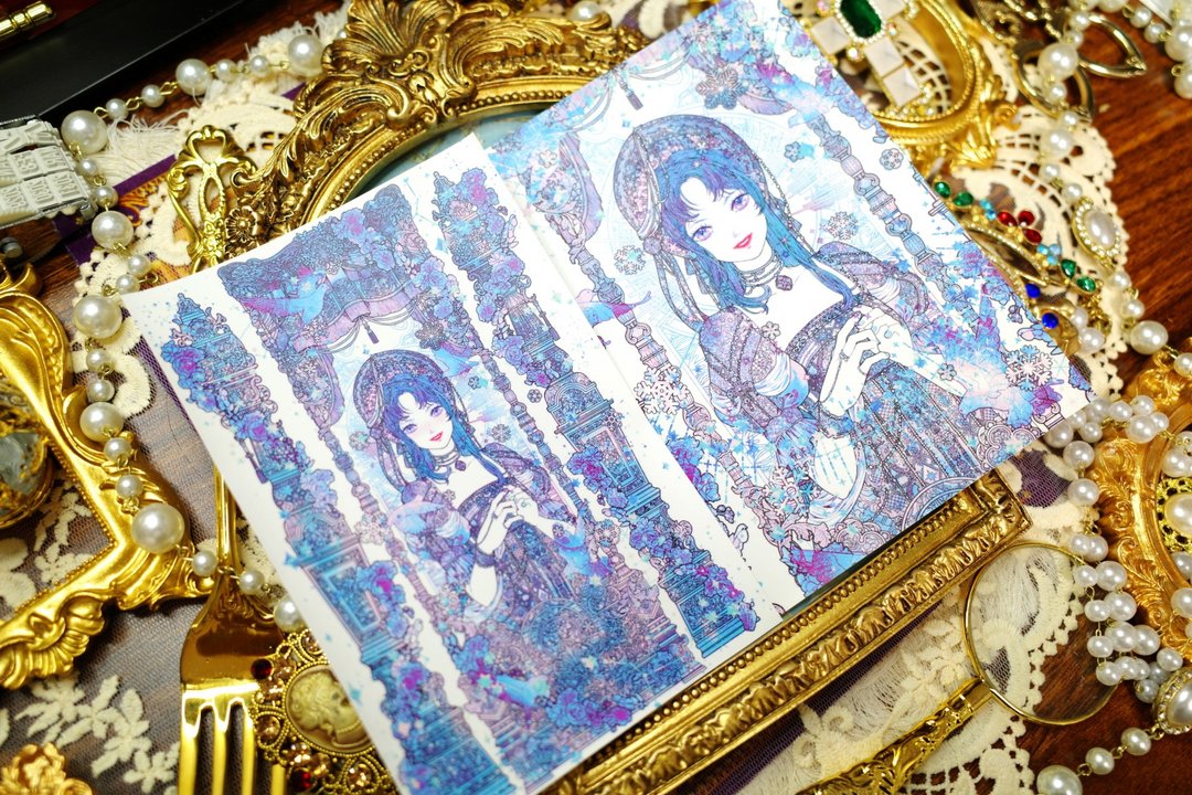 SNOW Girl 插画贴纸 (libet) 人物角色 日记贴纸 - 贴纸 - 纸 蓝色