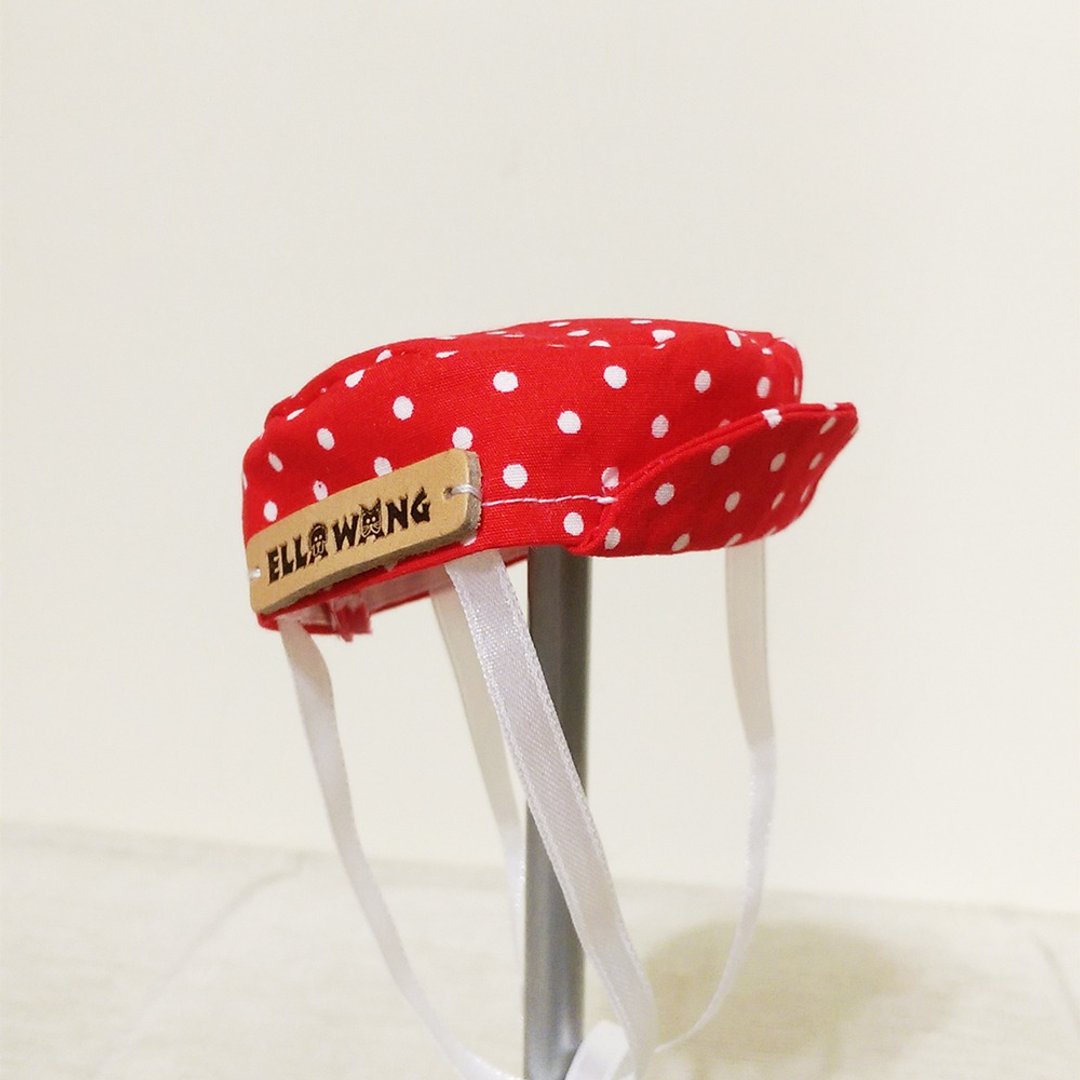 Ella Wang Design Hat 宠物 帽 鸭舌帽 猫 狗 红色 水玉点 圆点 - 衣/帽 - 棉．麻 红色