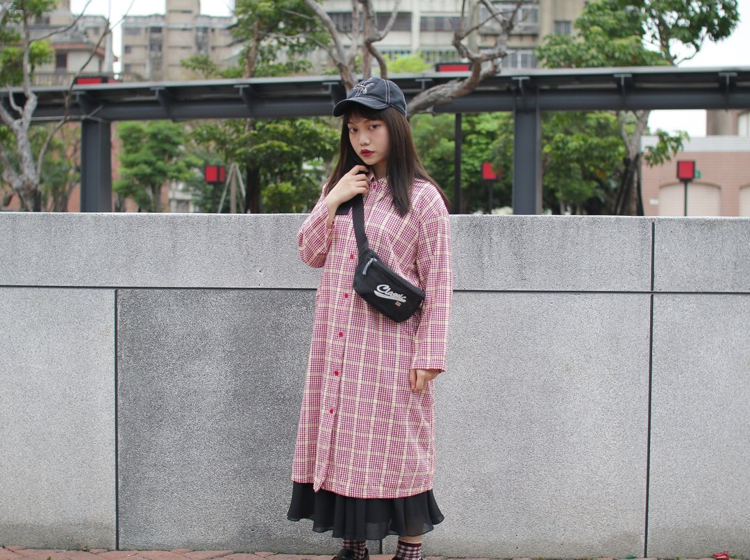 Back to Green::长版格纹衬衫两穿 草莓牛奶 //vintage shirt - 女装衬衫 - 棉 