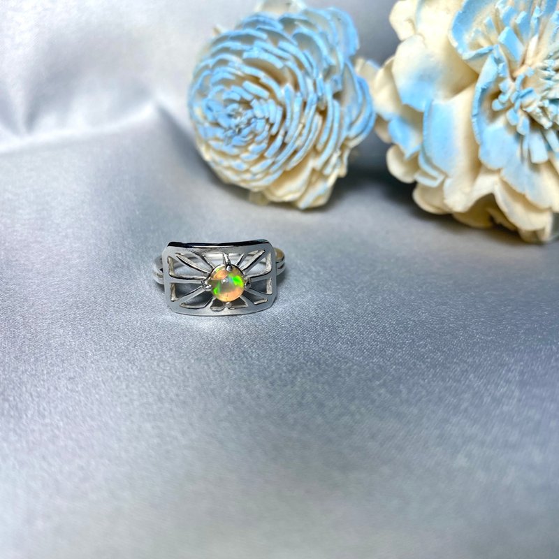 MIH 金工首饰 | 曙光 蛋白石纯银戒指 Sunrise Opal silver ring - 戒指 - 宝石 