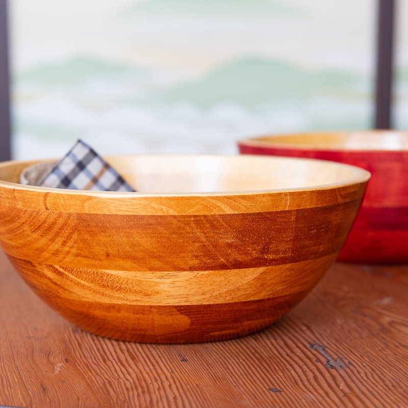 手工水果沙拉碗 2入包邮组 木制防水好实用 - 碗 - 木头 红色