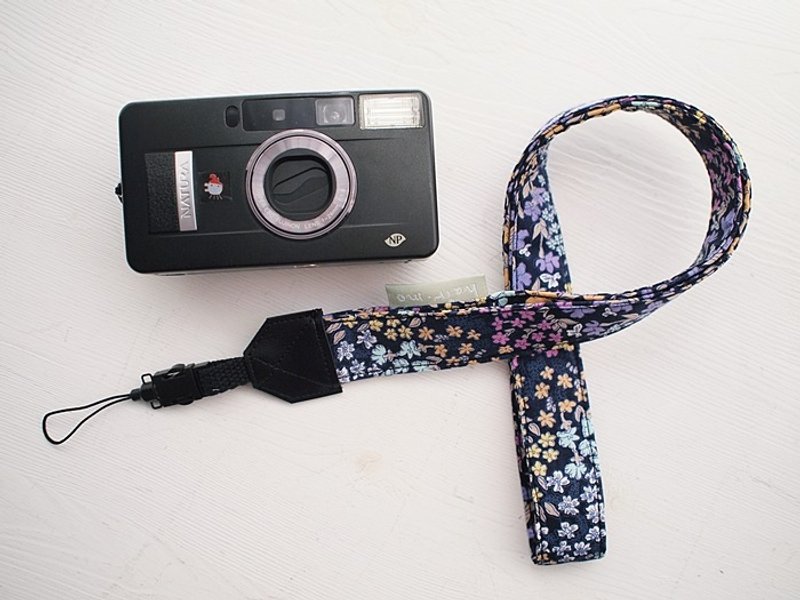 hairmo深蓝花园单孔相机带/证件带/手机带(单孔) - 相机 - 棉．麻 蓝色