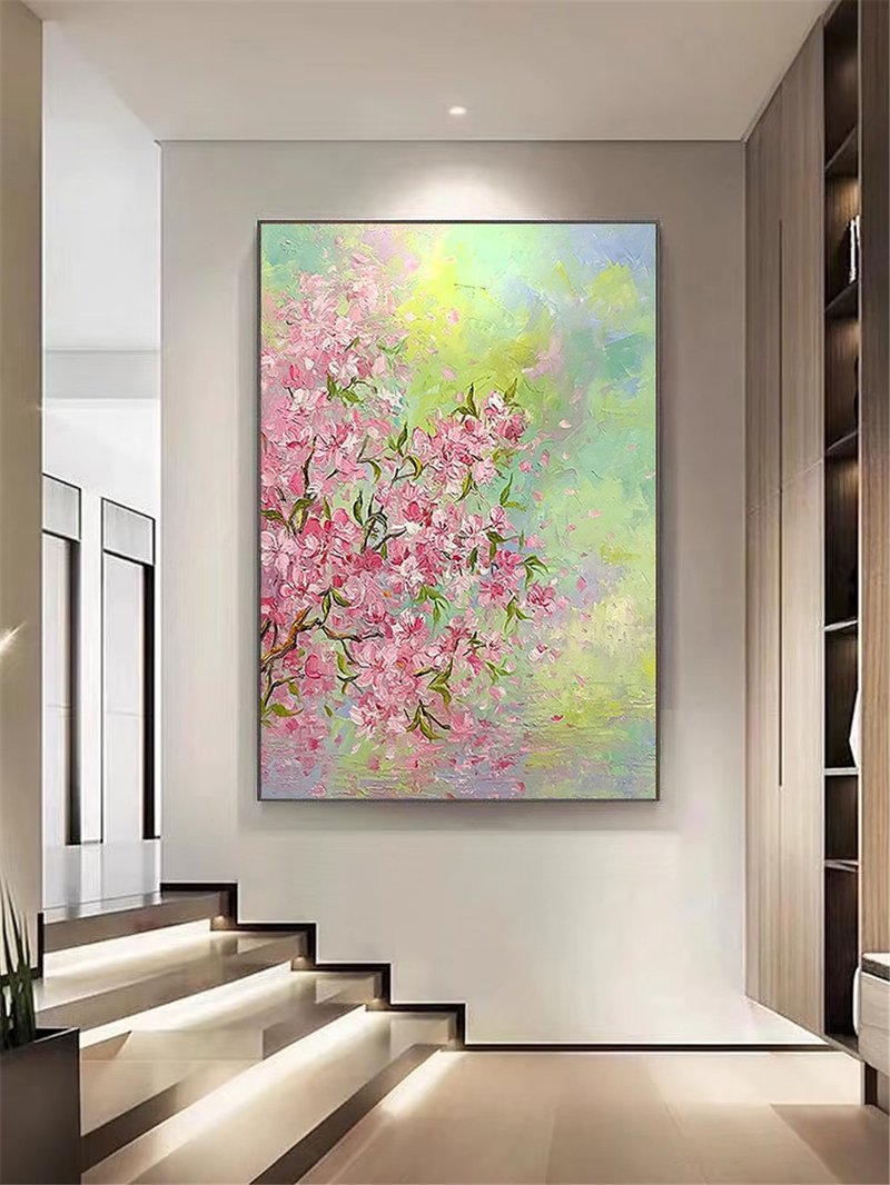 桃花 手绘油画/抽象/原创商品/装饰画/挂画/客厅/走廊/玄关挂画 - 海报/装饰画/版画 - 亚麻 多色