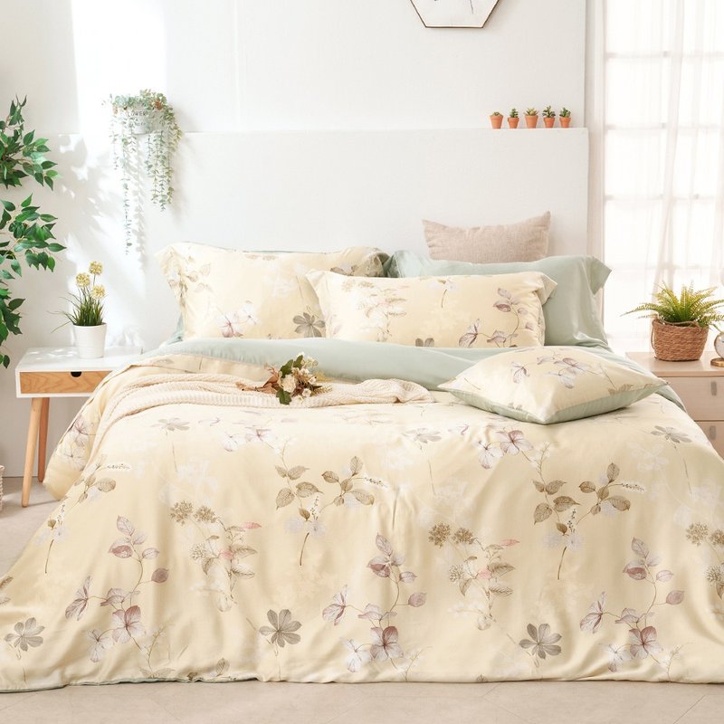 床包被套组-单人/双人/加大/ 60支莱赛尔天丝 / 时光慢旅 台湾制 - 寝具 - 其他材质 橘色