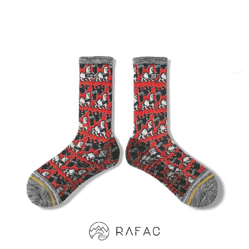 故宫x RAFAC 咖啡纱机能动动袜_玉辟邪_吉祥红 - 袜子 - 环保材料 红色