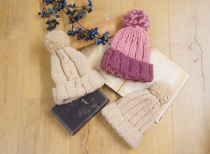 打版样品出清~手工编织粗线大球球/麻花/双色毛帽(保暖小物)~ - 帽子 - 其他材质 多色