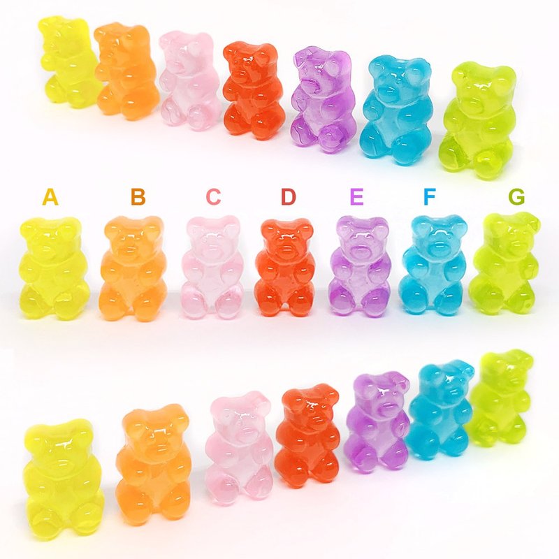 【微距食界】手作1.8cm/小熊软糖/耳环(单一只) - 耳环/耳夹 - 树脂 多色