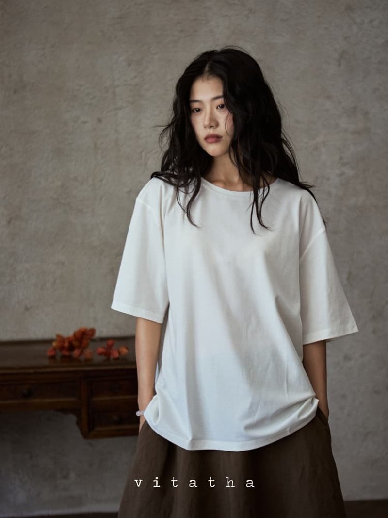 3颜色 云栖 夏日刚需透气亲肤T恤 三醋酸天丝极简纯色上衣 - 女装 T 恤 - 其他人造纤维 白色