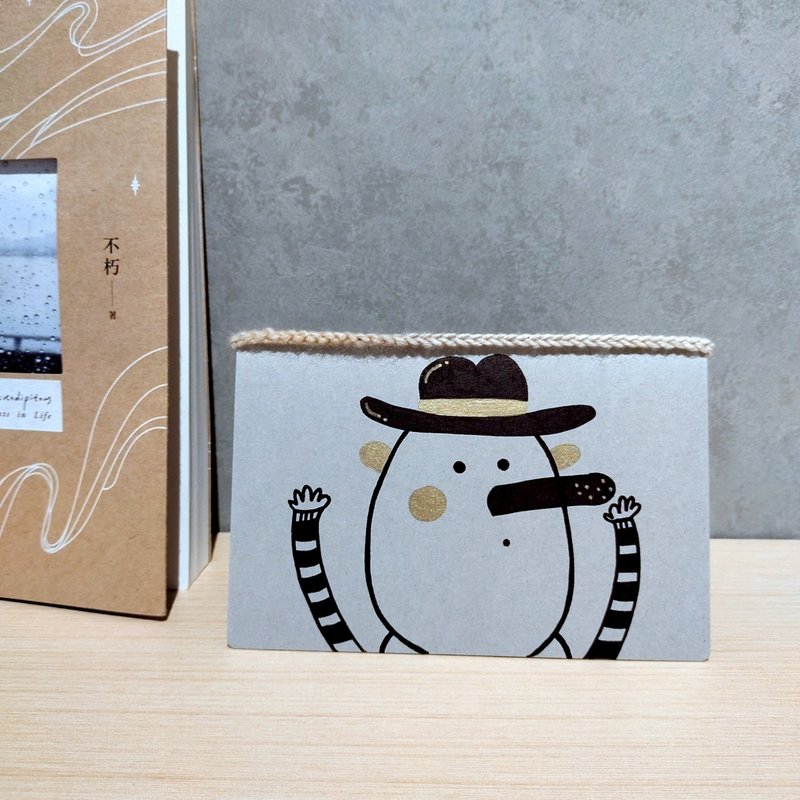 毛毛虫野疯狂 人物插画卡片 搞笑卡片 手绘卡片 手帐周边 手作 - 纸胶带 - 纸 灰色