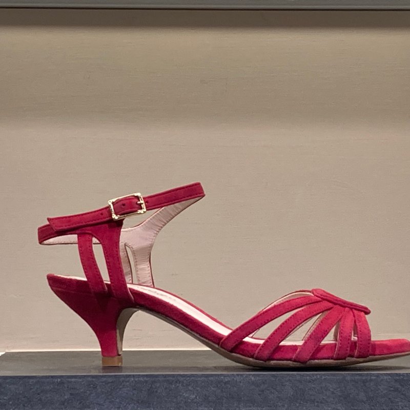 砖红气质交叉编织款高跟鞋 - 高跟鞋 - 真皮 红色