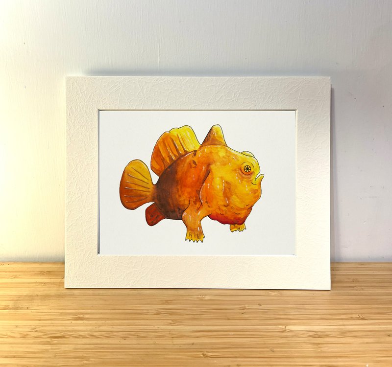 海洋插画 A5 艺术印刷画 - 躄鱼 - 海报/装饰画/版画 - 纸 