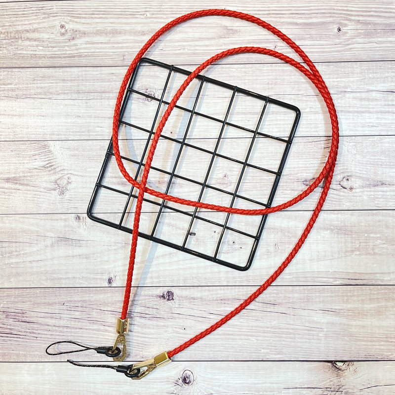 出游必备多功能小羊皮四股编织手机斜背减压挂绳 生日礼物 - 手机配件 - 真皮 多色