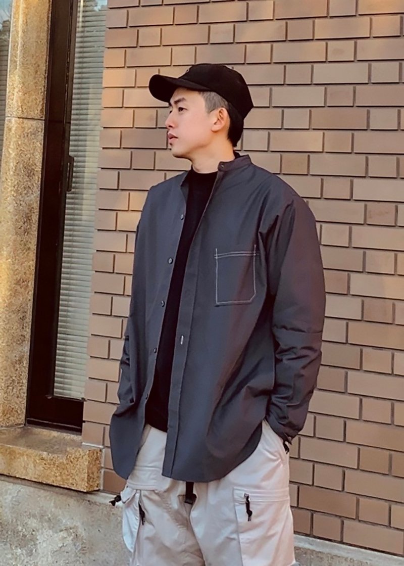 KUEINDYIS设计款//) Masquer shirt 宽版衬衫外套 不分男女 - 男装衬衫 - 聚酯纤维 灰色