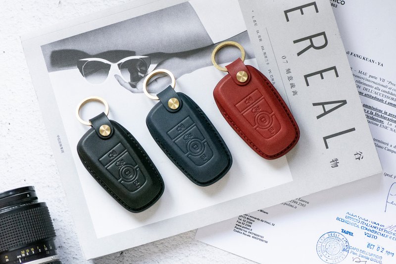 FORD福特汽车植鞣皮烫金钥匙套/Kuga/Focus/MK4/STLINE - 钥匙链/钥匙包 - 真皮 