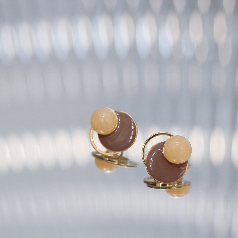 韵 | 杏色日常 - 耳环/耳夹 - 铜/黄铜 咖啡色