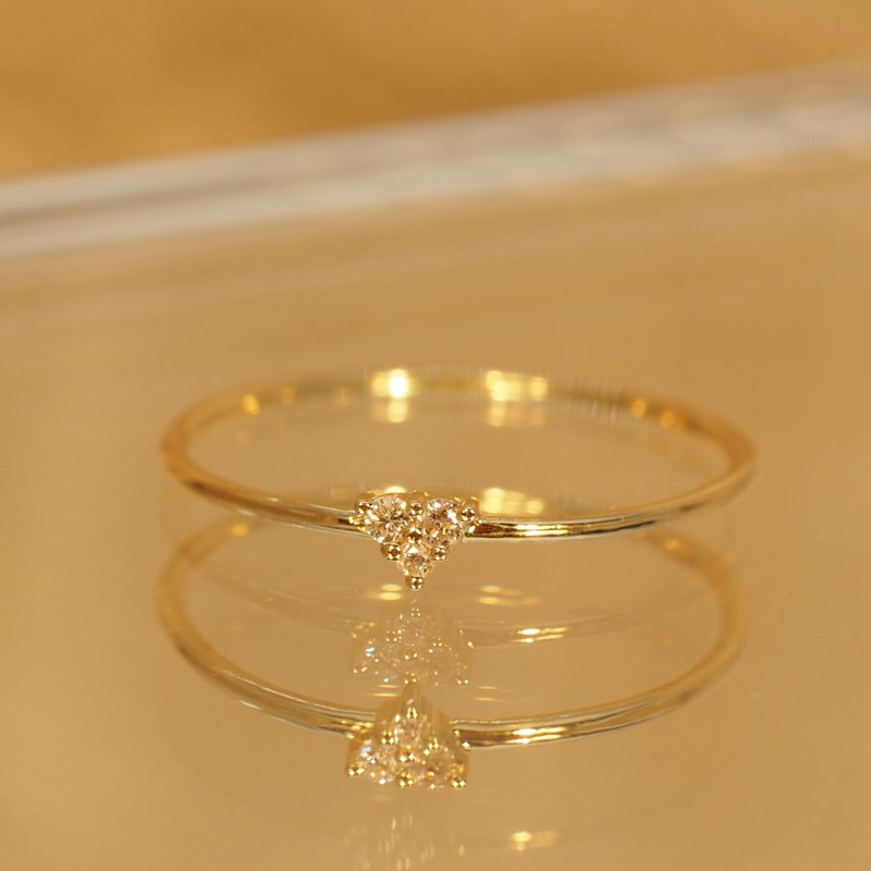 18K金钻石心形超薄戒指18K Gold Diamond Heart Ultrathin Ring - 戒指 - 贵金属 