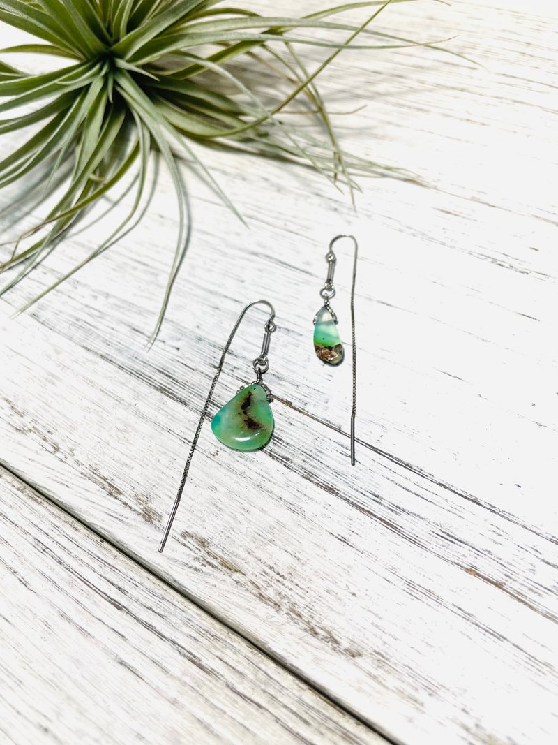 翠 澳洲玉纯银耳环 - 耳环/耳夹 - 半宝石 绿色