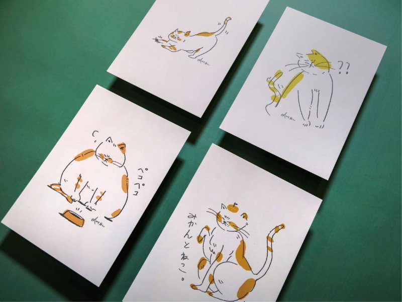 猫咪系列卡片 - 卡片/明信片 - 纸 橘色