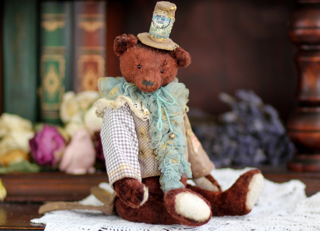 OOAK Artist Teddy Bear Vintage Victorian Style Collectible Stuffed Antique Geral - 玩偶/公仔 - 其他材质 多色