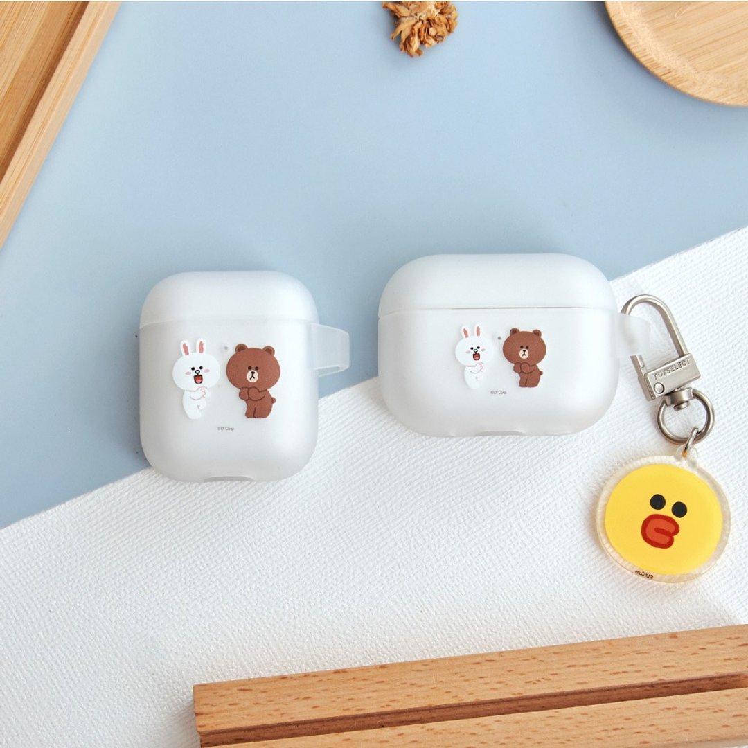 LINE FRIENDS经典-熊大与兔兔强悍防摔AirPods保护套(附吊饰) - 耳机收纳 - 塑料 多色