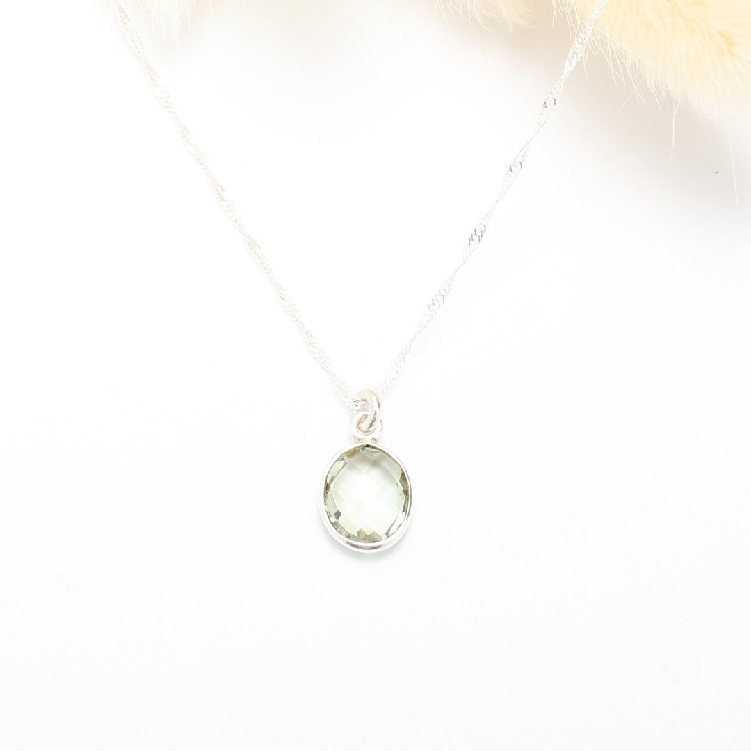 【Angel & Me】绿精灵 气质椭圆 绿水晶 s925 纯银 项链 生日礼物 - 项链 - 水晶 绿色