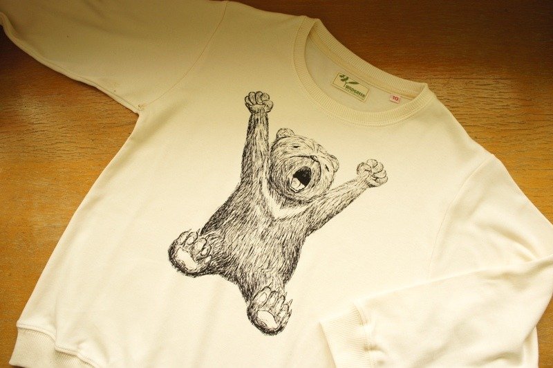 【哈欠熊】有机棉 长袖厚T 亲子装(儿童版) - 中性连帽卫衣/T 恤 - 棉．麻 